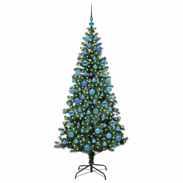 vidaXL Sapin de No&euml;l artificiel pr&eacute;-&eacute;clair&eacute; Vert 180 cm PVC
