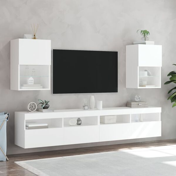 vidaXL Meuble TV avec lumi&egrave;res LED blanc 40,5x30x60 cm