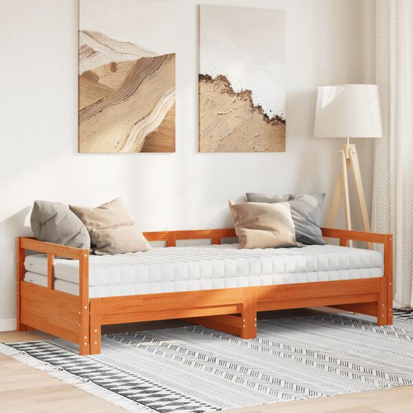 vidaXL Lit de jour et lit gigogne et matelas 90x190 cm bois pin massif