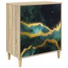 vidaXL Commode WIJHE Imprim&eacute; marbre teal 66 x 36,5 x 75 cm Sonoma