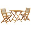 vidaXL Ensemble de bistro 3 pcs beige polypropyl&egrave;ne et bois massif