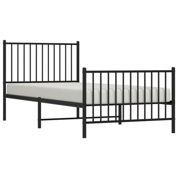 vidaXL Cadre de lit m&eacute;tal sans matelas avec pied de lit noir 90x200 cm