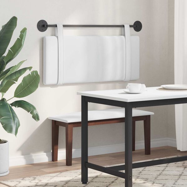 vidaXL T&ecirc;te de lit suspendue Montage mural Blanc 110 x 55 x 5 cm tissu