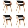 vidaXL Chaises &agrave; manger lot de 4 noir bois courb&eacute; et similicuir