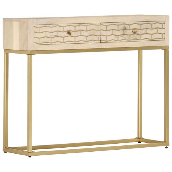 vidaXL Table console doré 90x30x75 cm bois solide de manguier