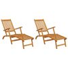 vidaXL Chaise longue d'ext&eacute;rieur repose-pieds lot de 2 Acacia solide
