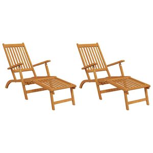 vidaXL Chaise longue d'ext&eacute;rieur repose-pieds lot de 2 Acacia solide