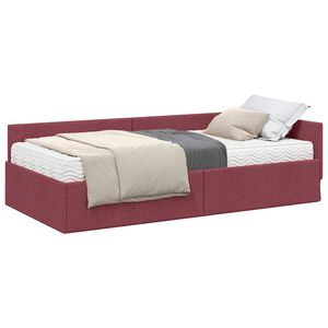 vidaXL Cadre de lit d'angle avec matelas 2 pc Bordeaux 80 x 200 cm