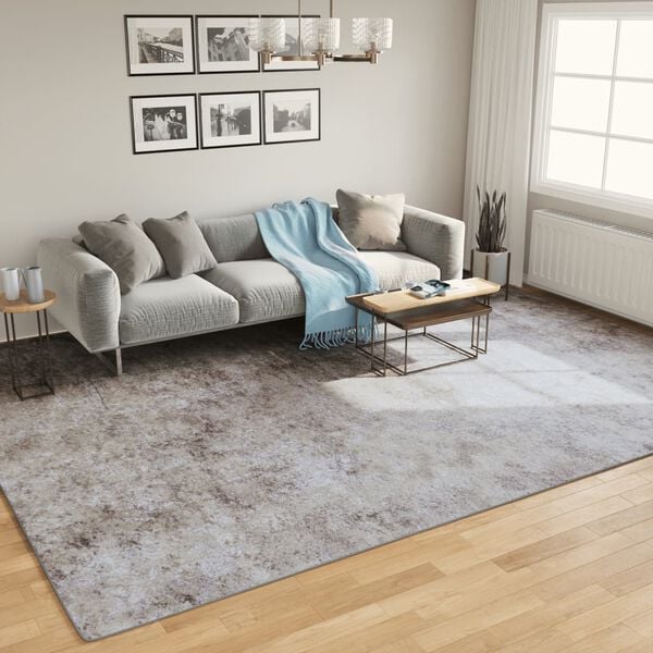 vidaXL Tapis lavable gris 400x300 cm antidérapant