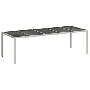 vidaXL Table de jardin blanc 250x100x75 cm r&eacute;sine tress&eacute;e verre tremp&eacute;