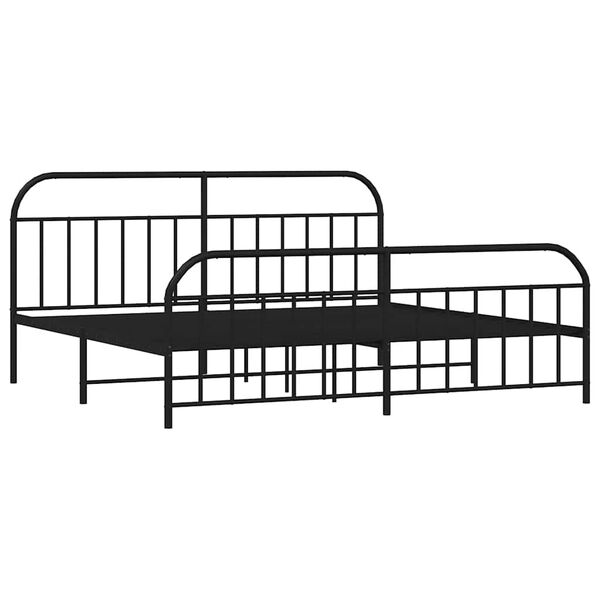 vidaXL Cadre de lit m&eacute;tal sans matelas avec pied de lit noir 200x200cm