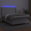 vidaXL Sommier &agrave; lattes de lit matelas LED Blanc 140x200 cm Similicuir