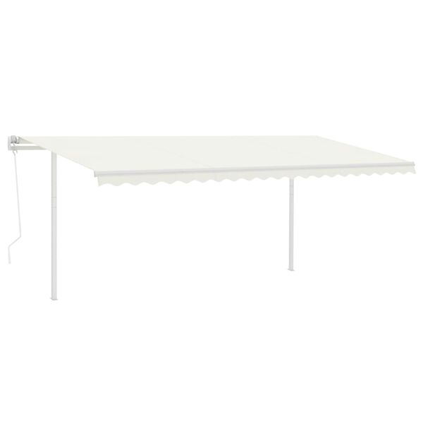 vidaXL Auvent r&eacute;tractable automatique avec poteaux 5x3 m Cr&egrave;me