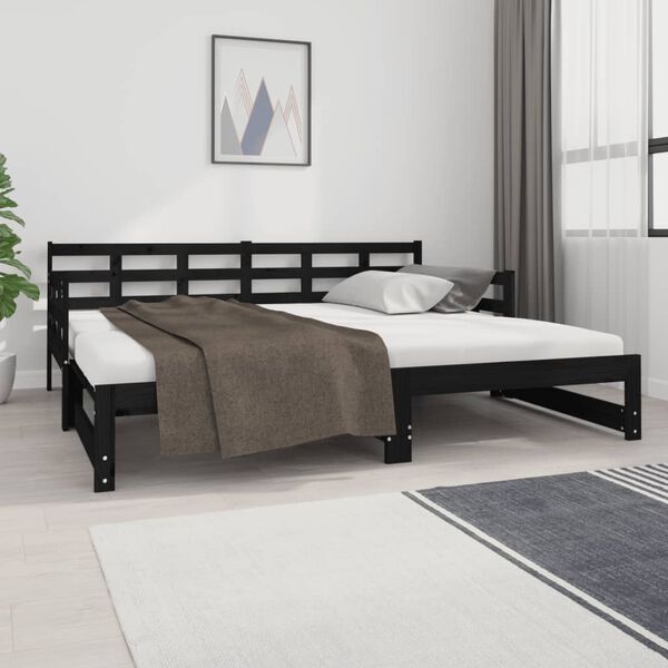 vidaXL Lit coulissant sans matelas noir 2x(90x190) cm