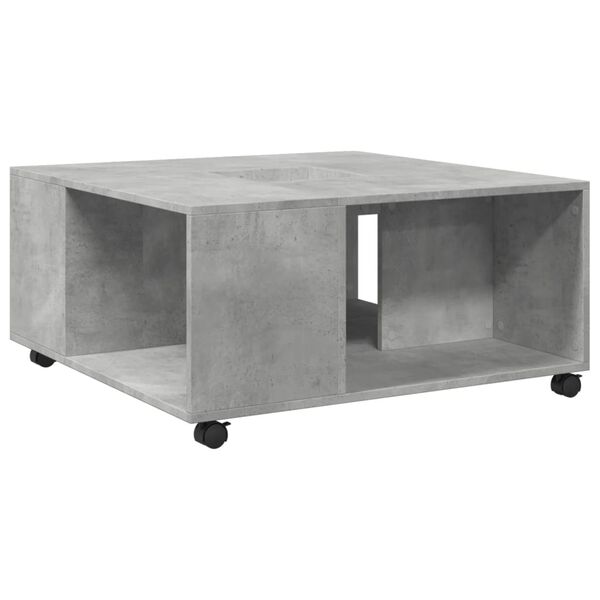 vidaXL Table basse gris b&eacute;ton 80x80x40 cm bois d'ing&eacute;nierie