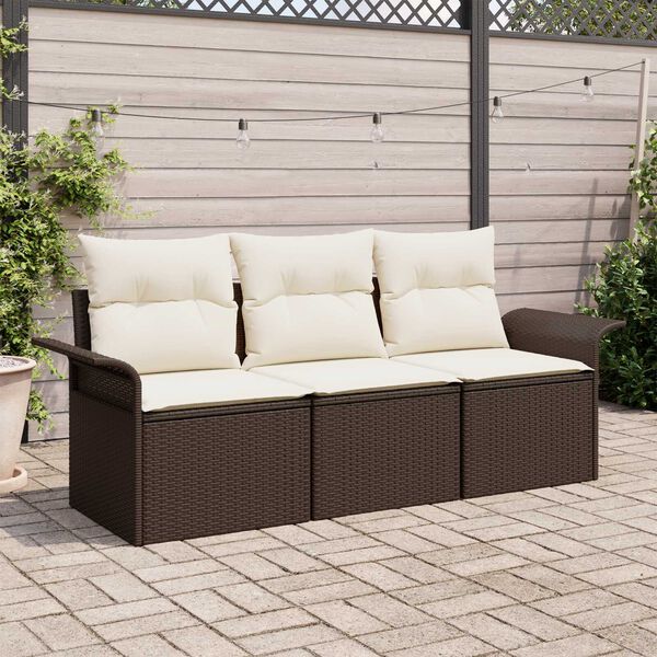 vidaXL Ensemble de canap&eacute; de jardin 3 pcs Marron Poly rotin