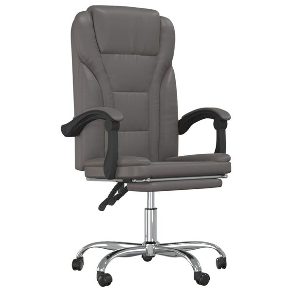 vidaXL Fauteuil inclinable de bureau Gris Similicuir