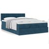 vidaXL Cadre de lit ottoman avec matelas bleu fonc&eacute; 140x200 cm velours