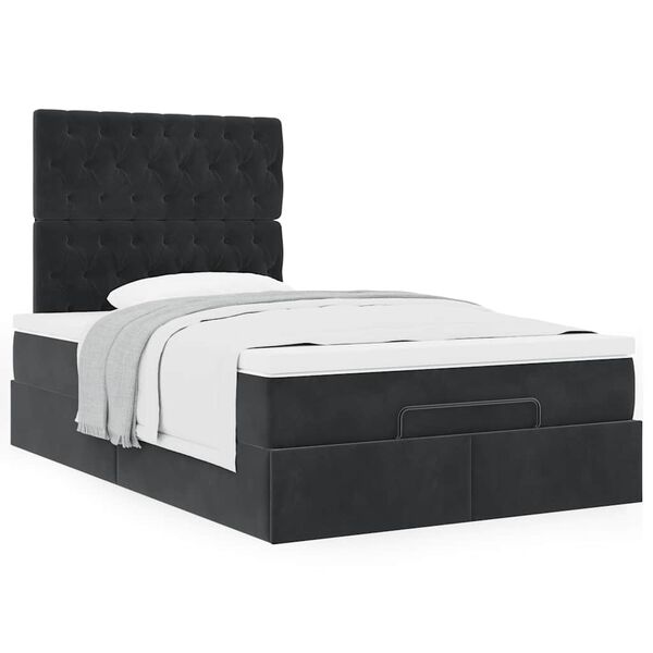 vidaXL Cadre de lit ottoman avec matelas noir 120x190 cm velours