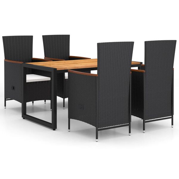 vidaXL Ensemble &agrave; manger de jardin 5 pcs noir