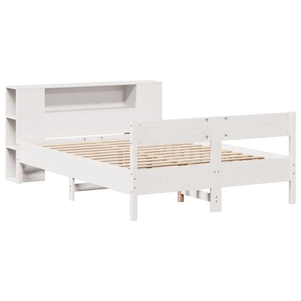 vidaXL Lit biblioth&egrave;que sans matelas blanc 140x200 cm bois pin massif