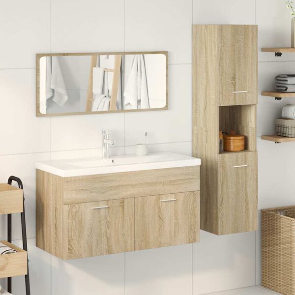 vidaXL Ensemble de meubles de salle de bain 4 pcs ch&ecirc;ne sonoma
