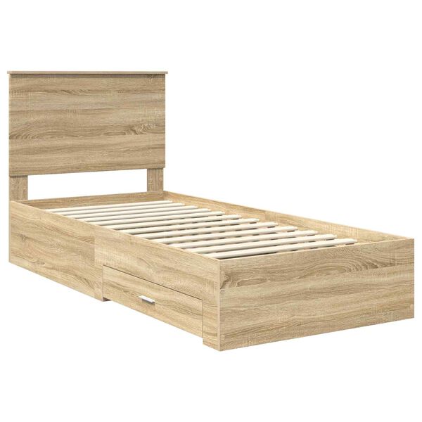 vidaXL Cadre de lit Ch&ecirc;ne Sonoma 90 x 190 cm Bois d'ing&eacute;nierie