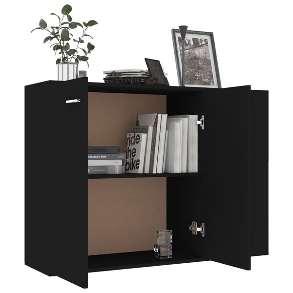 vidaXL Buffet noir 105x30x75 cm bois d'ingénierie