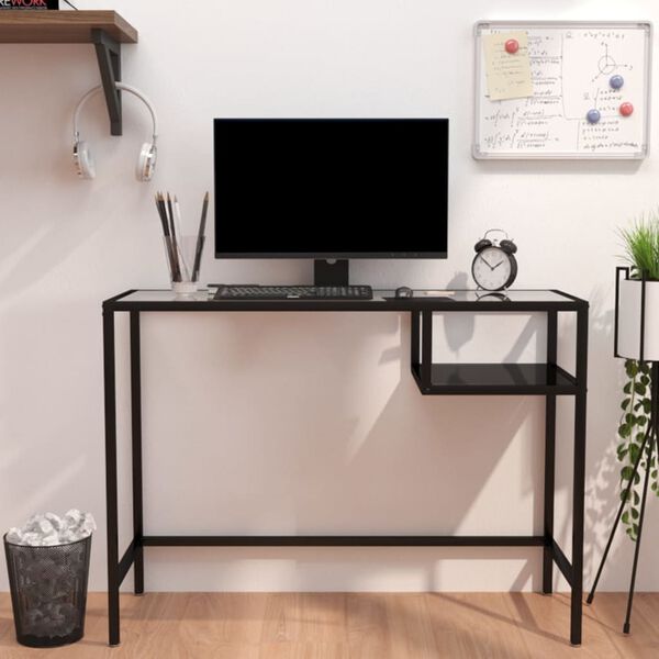 vidaXL Bureau d'ordinateur Noir 100x36x74 cm Verre