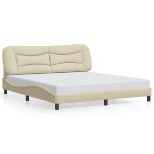 vidaXL Cadre de lit sans matelas Hvar cr&egrave;me 180x200 cm tissu