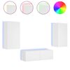 vidaXL Meuble TV muraux 3 pcs avec lumi&egrave;res LED blanc