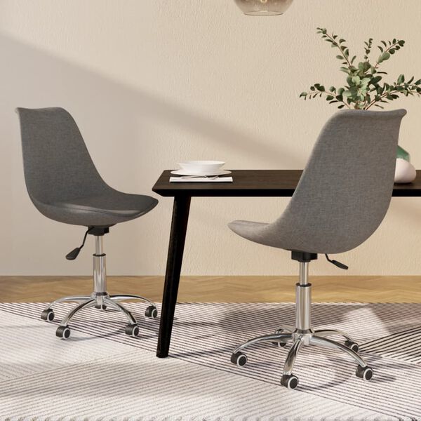 vidaXL Chaises pivotantes &agrave; manger lot de 2 Gris clair Tissu