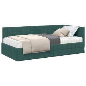 vidaXL Cadre de lit d'angle avec matelas 2 pcs Vert Velours
