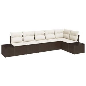 vidaXL Ensemble de canap&eacute; de jardin 6 pcs Marron et Cr&egrave;me polyrotin