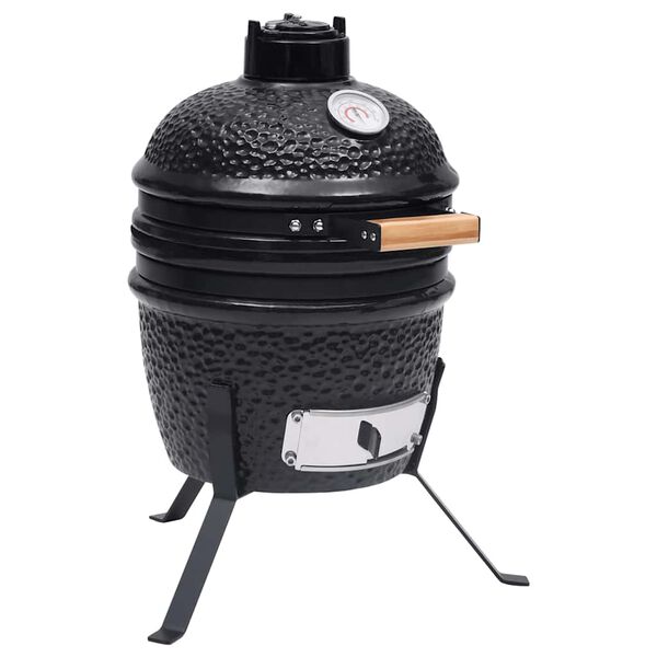 vidaXL Barbecue &agrave; fumoir Kamado 2-en-1 C&eacute;ramique 56 cm Noir