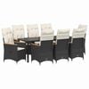 vidaXL Ensemble de salle &agrave; manger pour jardin 9 pcs Noir polyrotin
