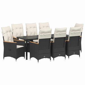 vidaXL Ensemble de salle &agrave; manger pour jardin 9 pcs Noir polyrotin