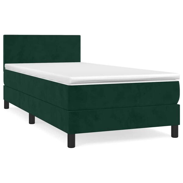 vidaXL Sommier &agrave; lattes de lit avec matelas Vert fonc&eacute; 90x200 cm
