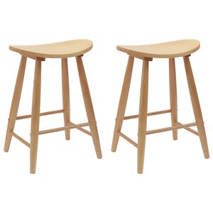 vidaXL Chaises de salle &agrave; manger 2 pc Bois de Caoutchouc Massif