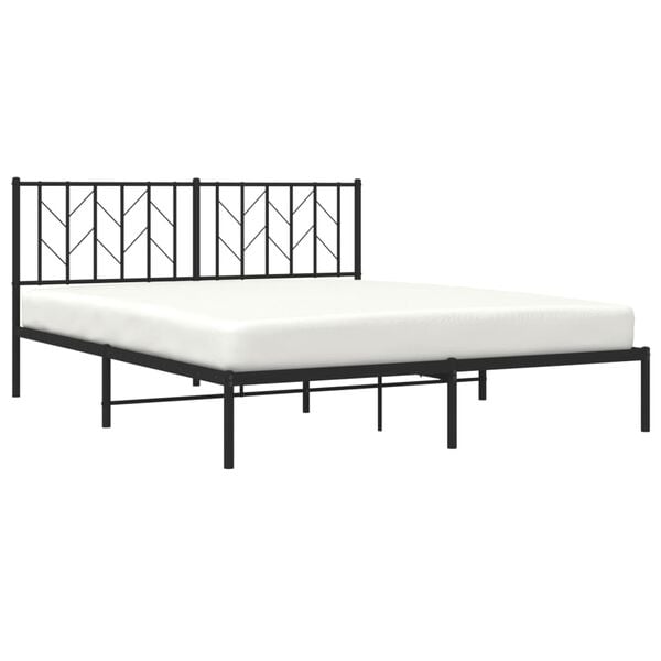 vidaXL Cadre de lit m&eacute;tal sans matelas et t&ecirc;te de lit noir 160x200 cm