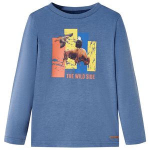 T-shirt enfants manches longues m&eacute;lange bleu 116