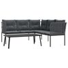 vidaXL Ensemble de canap&eacute;s de jardin et coussins noir acier textil&egrave;ne