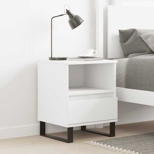vidaXL Table de chevet Blanc 40x35x50 cm Bois d&rsquo;ing&eacute;nierie