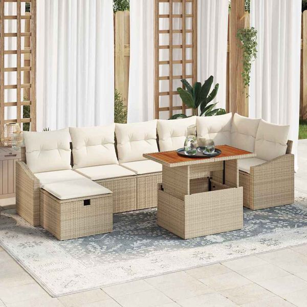 vidaXL Ensemble de canapé de jardin 8 pcs Beige polyrotin