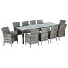 vidaXL Ensemble &agrave; manger d'ext&eacute;rieur 11pc coussins R&eacute;sine tress&eacute;e Gris