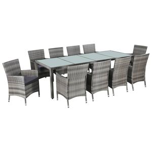 vidaXL Ensemble &agrave; manger d'ext&eacute;rieur 11pc coussins R&eacute;sine tress&eacute;e Gris