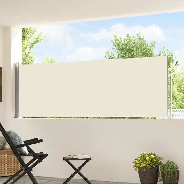 vidaXL Auvent lat&eacute;ral r&eacute;tractable de patio 100x500 cm Cr&egrave;me