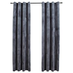 vidaXL Rideaux occultants et anneaux 2pcs Velours Anthracite 140x175cm