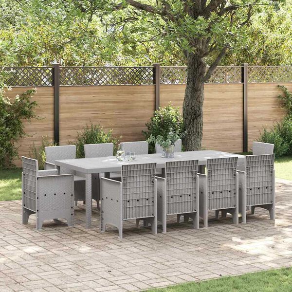 vidaXL Ensemble de salle à manger pour jardin 11 pcs Gris clair