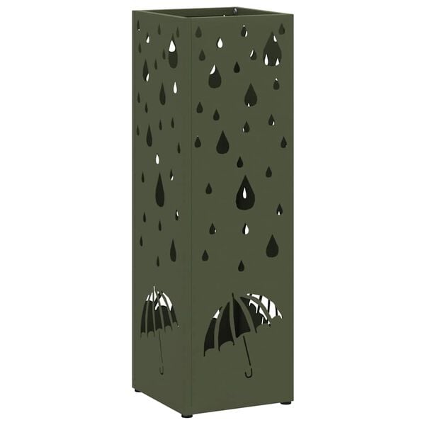 vidaXL Porte-parapluie avec stockage Olive 15,5 x 15,5 x 49 cm M&eacute;tal